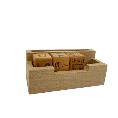 China China factory prices finely processed desktop base beech wood calendar card holder for sale