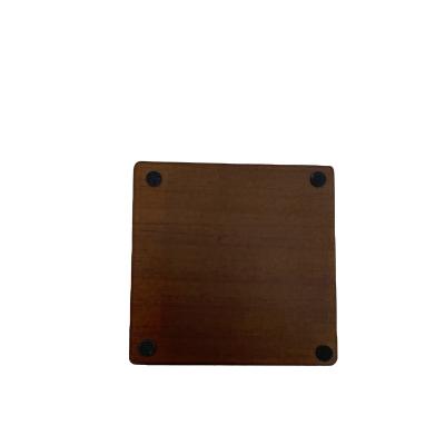 China Wear Resistant And Not Easy To Deform Low Cost Finely Treated Customized Color Wooden Drink Cork Walnut Square Coaster for sale