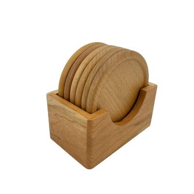 China Wear Resistant And Not Easy To Deform Eco-friendly Low Cost High Standard Marble Wooden Cup Beech Set Coaster For Home for sale