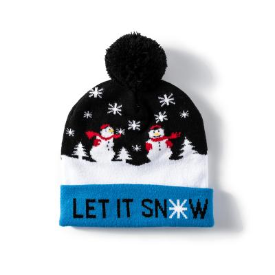 China Good Quality Custom Winter COMMON Unisex Wholesale Acrylic Knit Beanie Hats With Pom Pom For Christmas for sale