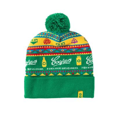 China Wholesale OEM COMMON custom made warm colorful jacquard knitted pom pom winter beanie hat 2021 for sale