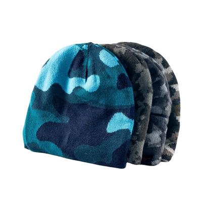 China COMMON OEM Customized Wholesale Jacquard Camouflage Sports Hats Acrylic Knitted Beanie Hats for sale