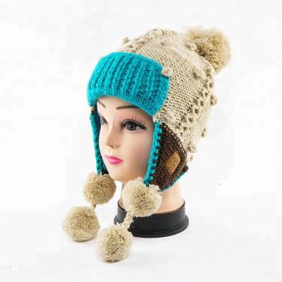 China COMMON Kids Ear Flap Beanie Hats For Winter Fall Soft Warm Knitted Spring for sale