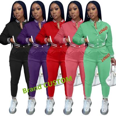 China Anti-Wrinkle Autumn Winter Button Baseball Tank Top 2 Piece Pants Set Custom Tops Women Tracksuits Sport Wear Two Piece Sweatpants Joggers Set for sale