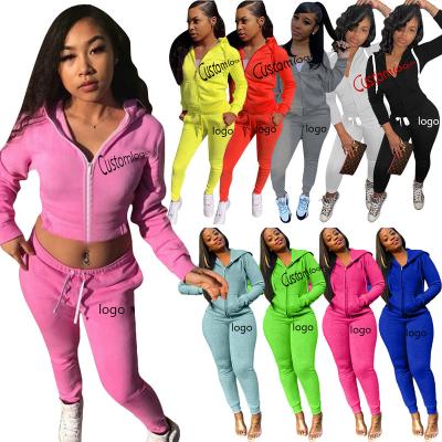 China Brand Custom Women Breathable Plus Size Tracksuits Sprotswear Solid Color Zipper SweatSuits Drop 2 Pieces Set Hooded Joggers Outfits for sale