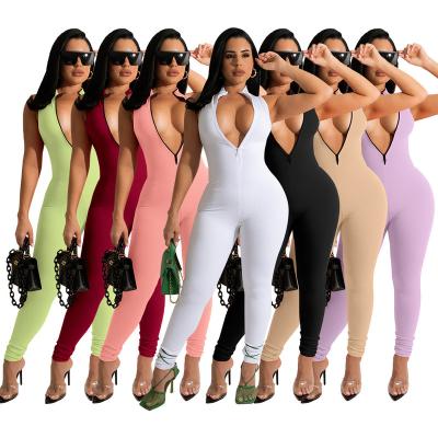 China Elegant One-Piece Overalls QUICK DRY Sexy Bodycon Mesh Jumpsuits Lady Fashion Sleeveless Jumpsuit 2022 Summer Women's Clothing Playsuit for sale