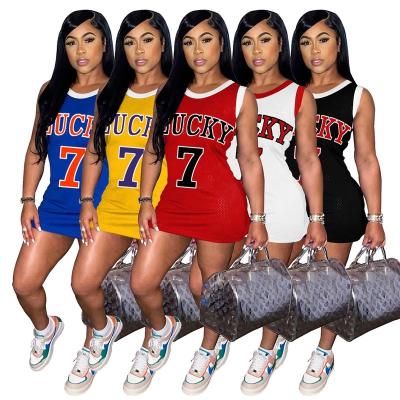 China 2022 Anti-Static Plus Size Women Summer Ladies Dresses Club Casual Mini Dresses Sexy Beach African Bodycon Party Tank Top Basketball for sale