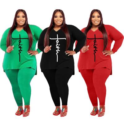 China 2021 QUICK DRY Drop Womens Set Plus Size T Shirt Autumn Long Sleeve Oversized Outfits Custom Made Two Piece Clothing Set For Women for sale