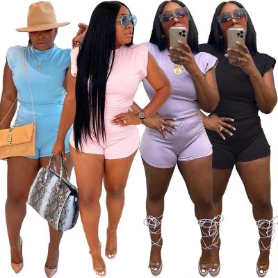 China Anti-Static 2022 Women 2 Piece Set Clothing Bodycon Women Tube Tops Tracksuits custom T-shirts outfis joggers 2 Piece Biker Short Sets for sale