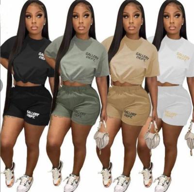 China 2022 Anti-Wrinkle Sexy Women Two Piece Set Clothing Suits Sweat Suits Joggers Pants Tracksuits Wholesale Casual Crop Top 2 Piece Panty Set for sale