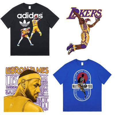 China Washable Wholesale custom basketball star sticker printed logo printing vinyl heat transfer t-shirt for sale