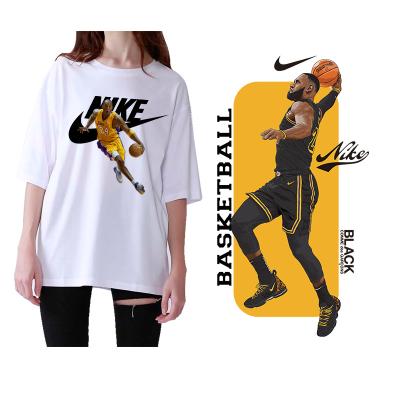 China Washable T-Shirt Basketball Star Design Sublimation Transfer Hot Selling Sticker Preparation Newspaper Hot Transfer Design for sale