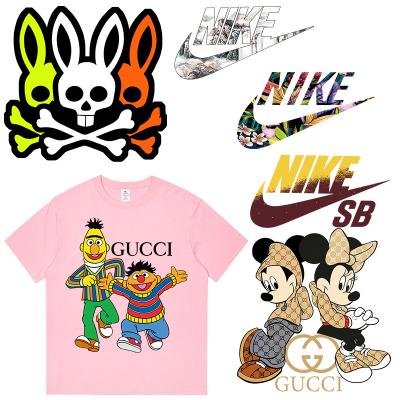 China Washable Customized various brands DTF cartoon logo pattern transfer printing design can be pressed on clothing for sale