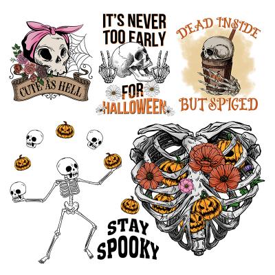 China Washable Factory DTF digital printing Halloween custom instant heat transfer design t-shirt clothes for sale