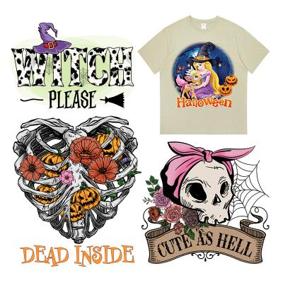 China Durable Custom Halloween Costume New Design Printed Sticker Plastisol Heat Transfer T-shirt for sale