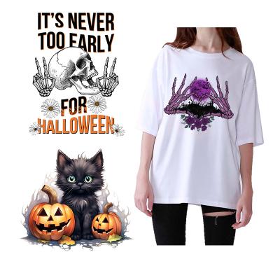 China Washable Halloween New Design Print Dtf Transfer Custom Heat Transfer Label Patch Ready To Press Screen Transfer for sale