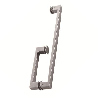 China Modern Glass Door Handle / G Type Double Side Door Pull Handle Square Glass Tube for sale