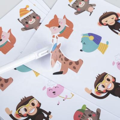 China Waterproof Private Custom Printed Self Adhesive Label Stickers Waterproof Cartoon Animal Die Cut Stikers Sticker Vinyl Decals for sale