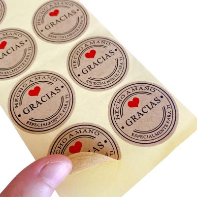 China Eco-Friendly Custom Printing Stickers Thank You Round Roll Labels For Paper Self Adhesive Kraft Paper Label Stickers Stikers Pegatinas for sale