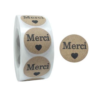 China Eco-Friendly Custom Round Kraft Paper Stickers Thank You Tags DIY Decorative Thank You Labels Self Adhesive Labels Stickers For Packaging for sale