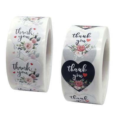 China Eco-friendly custom printing private labels to paper stickers stiker heart shape adhesive stickers rolls for gift decoration pegatinas for sale