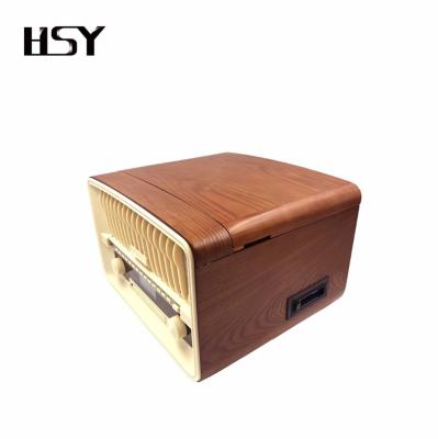 China Retro Wooden CD Disc Cassette AM FM Radio Turntable Record Player for sale