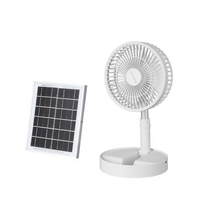 China With Led Light Weight ABS+Aluminum Alloy Standing Round Solar Charging Retractable Folding Fan For Fast Cooling for sale