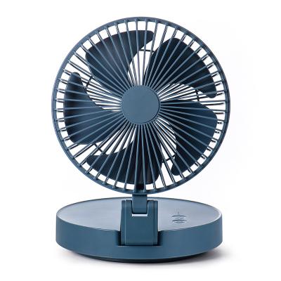 China Folding Table Lamp Folding Fan LED Blue Light Rotary Rechargeable Mini Table Fan For Room for sale