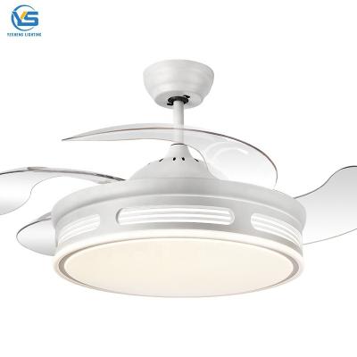 China 725B 42 Inch Retractable Blade Ceiling Fan Retractable Fan Light With Led Light Remote Control Tri-Color for sale