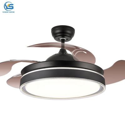 China 726B Remote Control Ceiling Fan Modern Black Retractable Fan Light With Led Light 110V 220V 42 Inch 36 Inch for sale