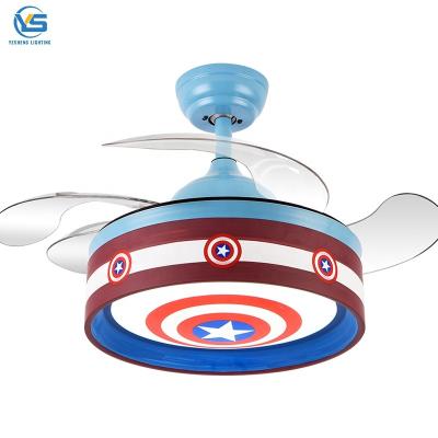 China 2041C Children Remote Control Retractable Fan Light 36 Nch 110v 220v Ceiling Fans With Lights Lamp Led for sale