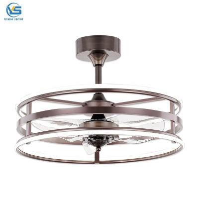 China Round Remote Control Fan Crystal Chandelier Bladeless Home Led Designer Tricolor 42 Inch 36