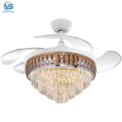 China 42inch With Remote Control Fan Crystal Chandelier  Ceiling Fans With Crystal Chandeliers for sale