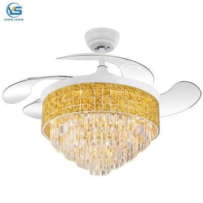 China crystal chandelier fan with 42inch with remote control ceiling fans with crystal chandeliers for sale