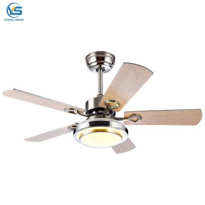 China D e techo Wooden Ceiling Fan Light Fixtures Remote LED 52 Brushed Nickel Bedroom Living Room abanico de techo en venta