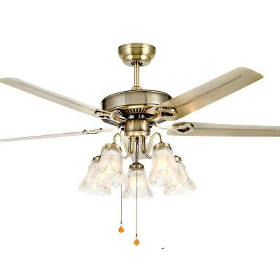 China 52 inch 110v 220v wood blade steel remote control ceiling fans with lights lamp led designer luz con ventilador oculto techo for sale