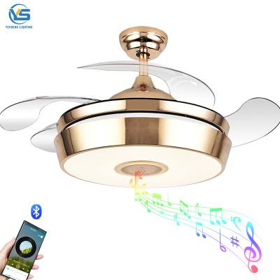 China 110V 220V 42inch Retractil Ceiling Fans Bluetooth Speaker Fan With Speaker Technology for sale