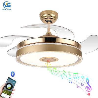 China Retractable Ceiling Fan Bluetooth Speaker Fan With Speaker Ventilador Techo With Speaker for sale