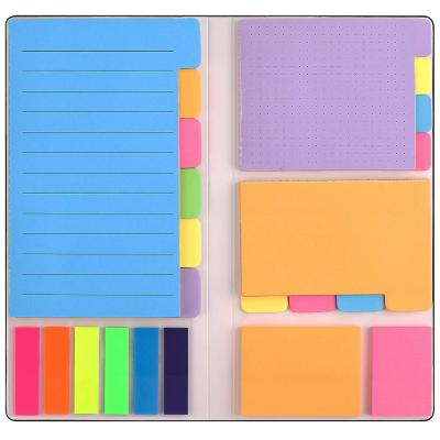 China Self Adhesive Custom Neon Sticky Notes Box Set Self-stick Pads Pack With Marker Index For Planner Bullet Journaling Notebook for sale