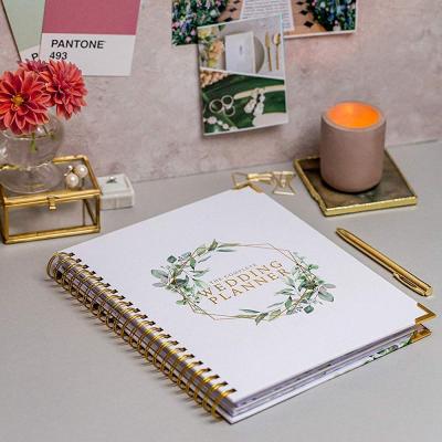 China A4 Hardcover Wedding Planner and Organizer - Gold Floral Edition - Diary Engagement Gift Book and Organizer Calendar Book for sale