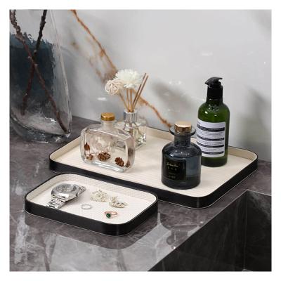 China Viable Wholesale High Quality Nordic Living Room Delight Cosmetic Storage Box Leather Main Desk Aromatherapy Sundries Storage Tray for sale