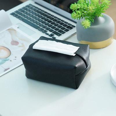 China Morden Morden Paper Box Tissue Box Luxury Covered Wagon Mounted Paper Towel Cover Household Living Room Leather Modern Luxury for sale