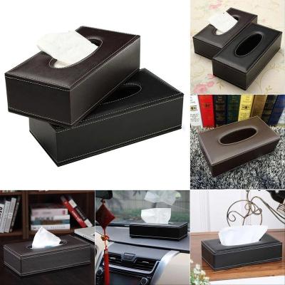 China Modern Luxury Design Simple Rectangular PU Gold Napkin Holder Soft Leather Tissue Box With Cover For Hotel Farmhouse for sale