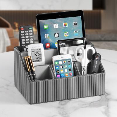 China Guangdong Storage Box Five Grids Luxury Hotel Organizer Multifunctional Leather Waterproof Office Five Grid Storage Table Box for sale