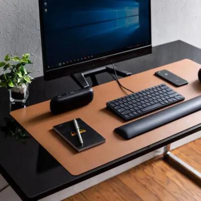 China Wholesale Water Resistance PU Leather Laptop Desk Leather Waterproof Mat Office Large Pad for sale