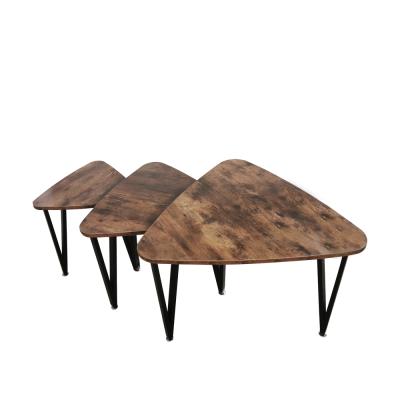 China ZJH Simple Classic Set Of Rustic Simple Wooden Small Top Coffee Table 3 Iron Low Side Table for sale