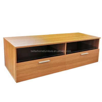 China Modern High Gloss LED ZJH TV Cabinet Blue Led Light Wood Tempered Glass TV Stand for sale