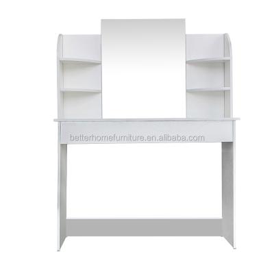 China ZJH Eco-friendly Modern Vanity Dressing Table Wood Makeup Table With Mirror For Bedroom Furniture for sale