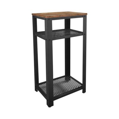 China ZJH Durable Industrial Wooden Bedside Table Vintage Metal Nightstand For Bedroom for sale