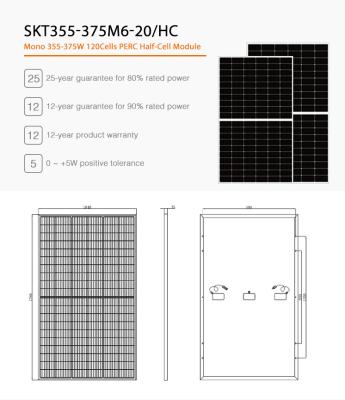 China Solar system 355W 360W 365W 370W 375W PERC 166mm 9BB Half-Cut Cell Solar Panel Photovoltaic High Efficiency For Home Electricity for sale